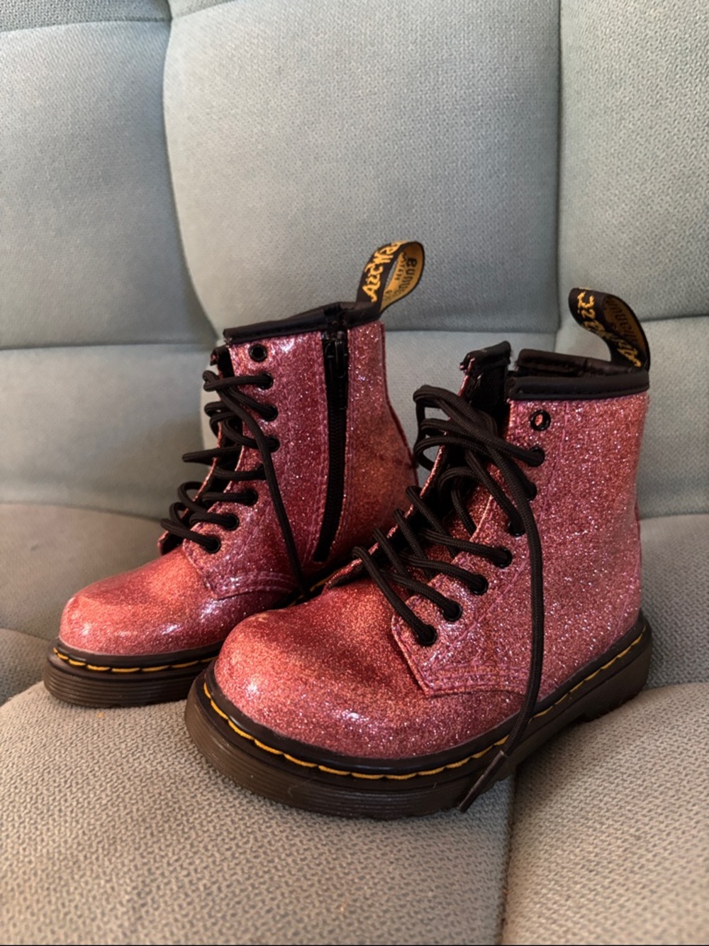Dr. Martens Kids Sparkling Rose Pink Lace-Up Boots